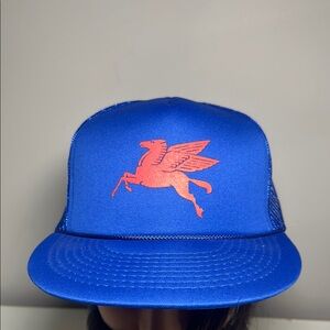 Mobil Oil vintage Blue Cap with Red Pegasus Logo baseball cap